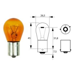ŻARÓWKA SAM  12V 21W BAU15S ŻÓŁTA
