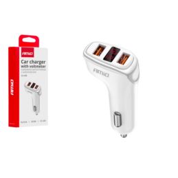 Ładowarka samochodowa 2xUSB-A z woltomierzem +