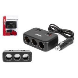 Rozgałęziacz zapalniczki 1x3+USB 120W 80cm