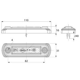 Lampa obrys LED HOR65 czerwona