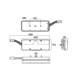 Lampa tylna LED FT-500 /przew-obrys/ lewa