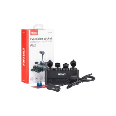 Rozgałęziacz zapalniczki 1x4+USB 216W 100cm