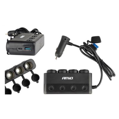 Rozgałęziacz zapalniczki 1x4+USB 216W 100cm