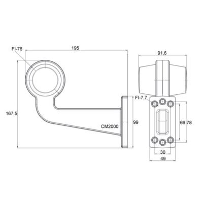 Lampa obrys-wd LED FT-147 CZ długa lewa