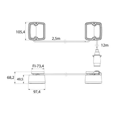 Komplet lamp LED HOR74 7-pin 12m na magnes+