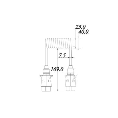 Przedłużacz 12V wtyczki 7-pin 3m spiralny+
